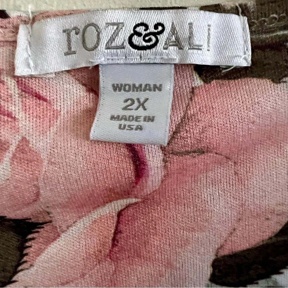 ROZ & ALI SOFT FLORAL LACE OVERLAY BLOUSE - Picture 2 of 5